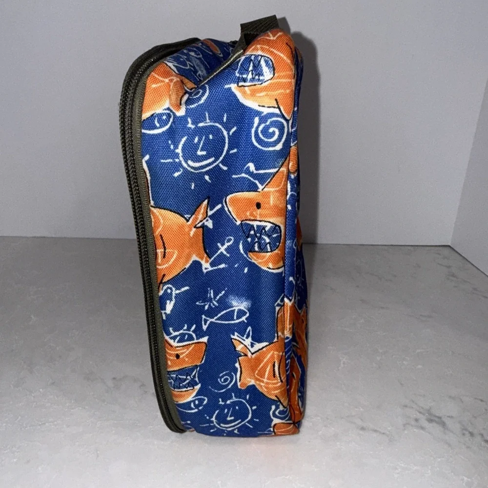 LL BEAN SHARK  PRINT CAMOUFLAGE ZIPPERED KIDS LUNCH BOX BAG